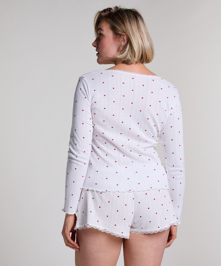 Pointelle Pyjama Top, White