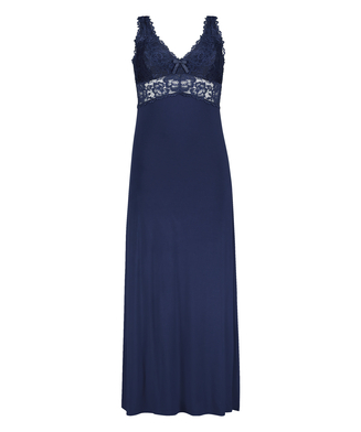Nora Lace Long Slip Dress, Blue
