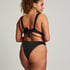 Luxe High-Leg Bikini Bottoms, Black