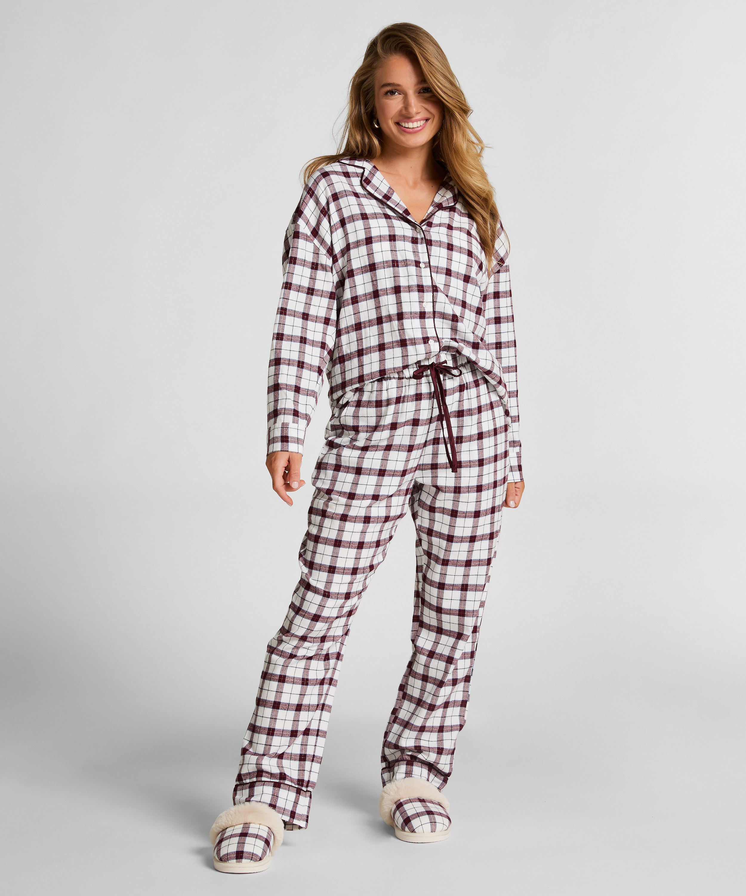 Flannel Pyjama Pants, White, main