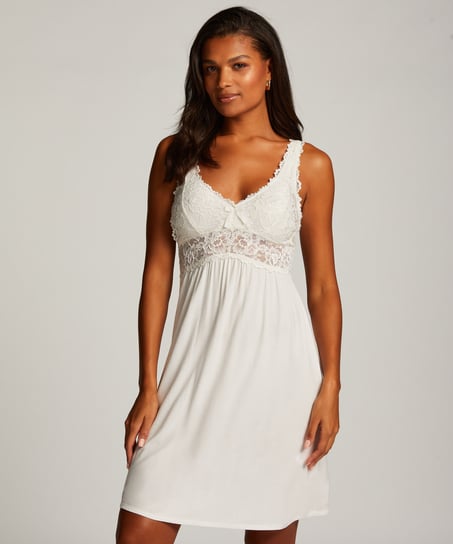 Nora Lace Slip Dress, White