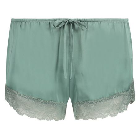 Satin pyjama shorts, Green