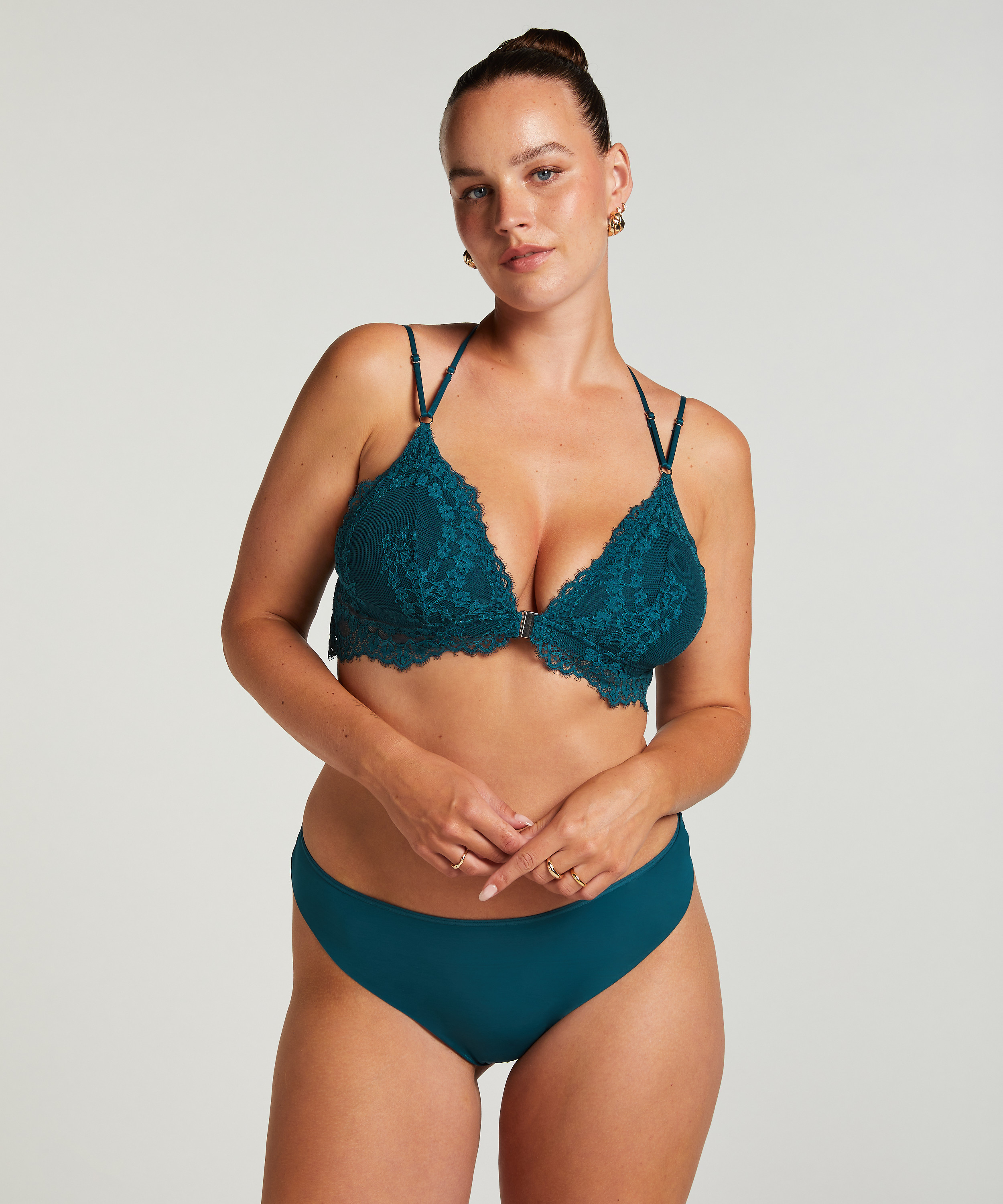 Lace Back Invisible Thong, Blue, main