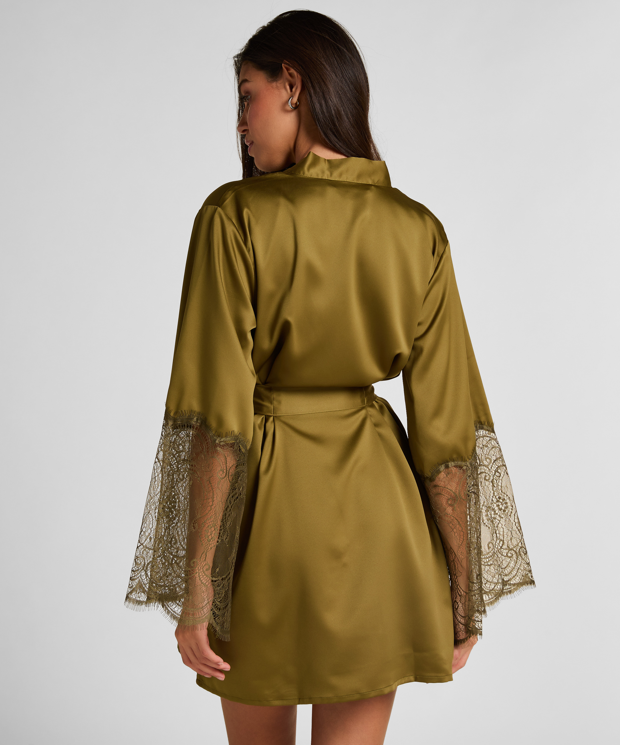 Satin Kimono, Green, main
