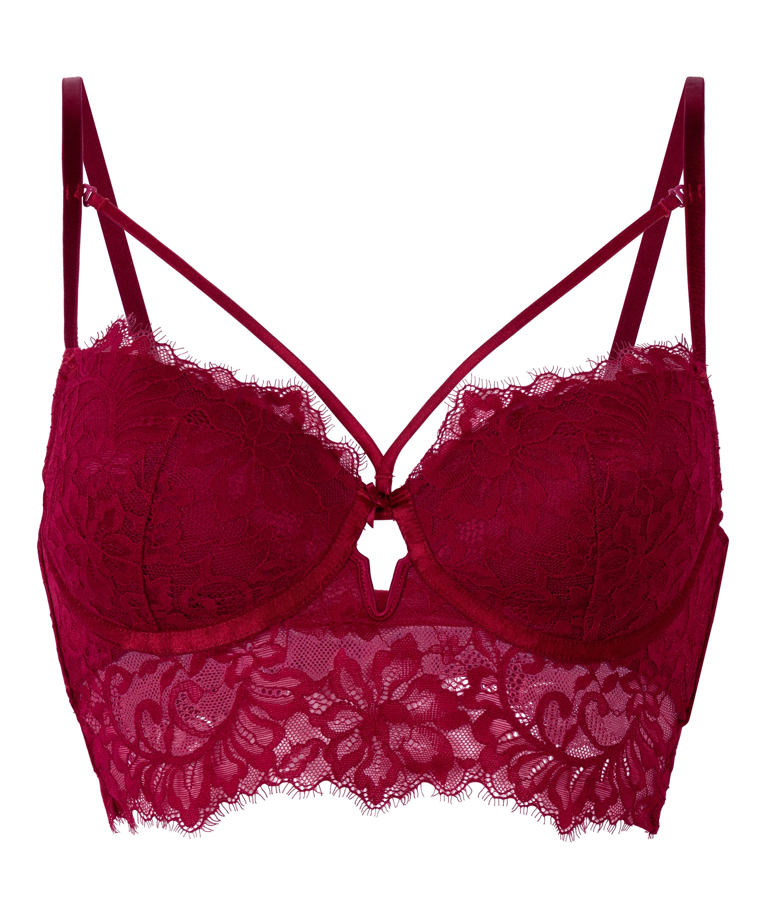 Isabella Padded Underwired Longline Bra, Red, main