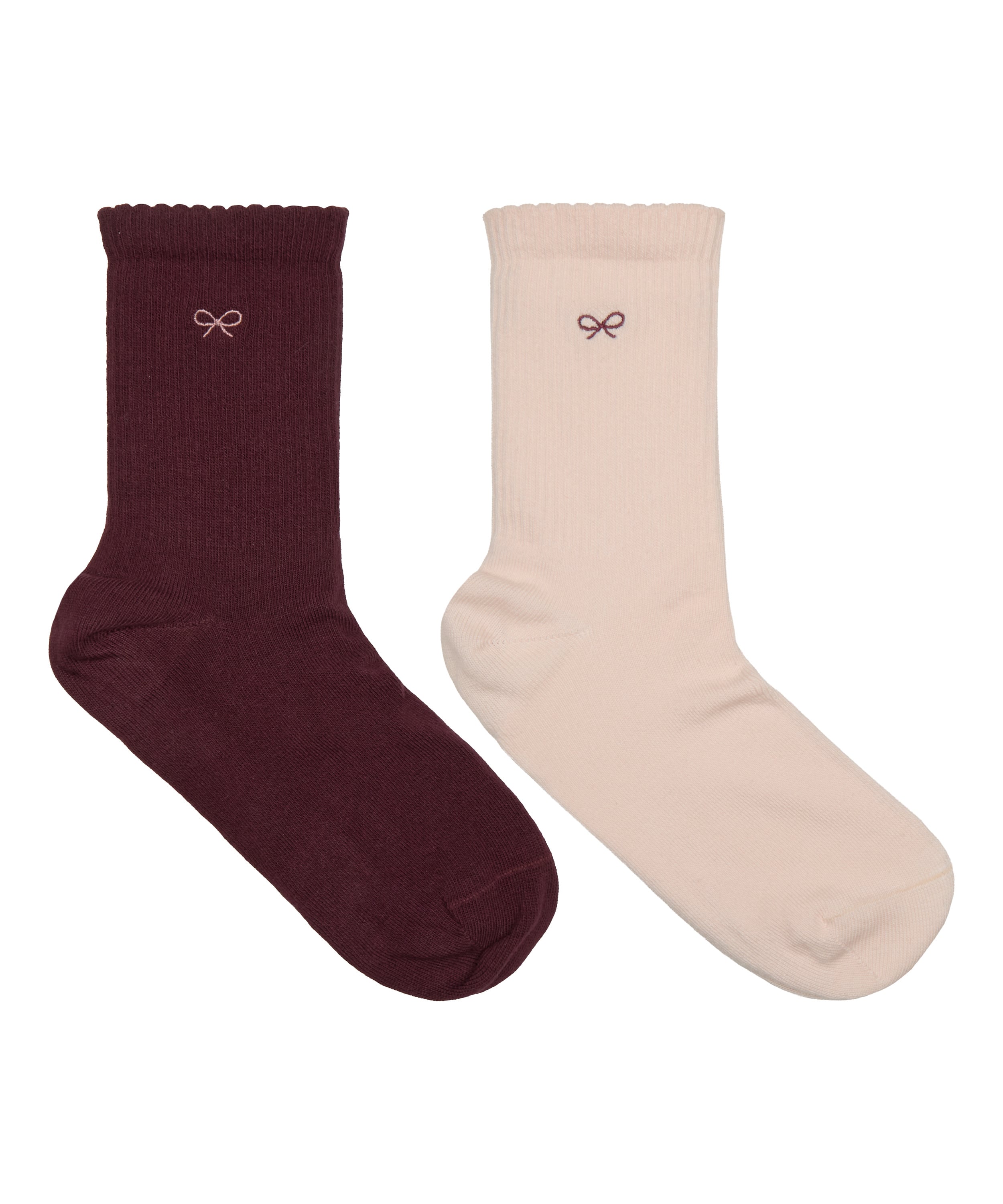 2 Pair Cotton Crew Socks, Pink, main