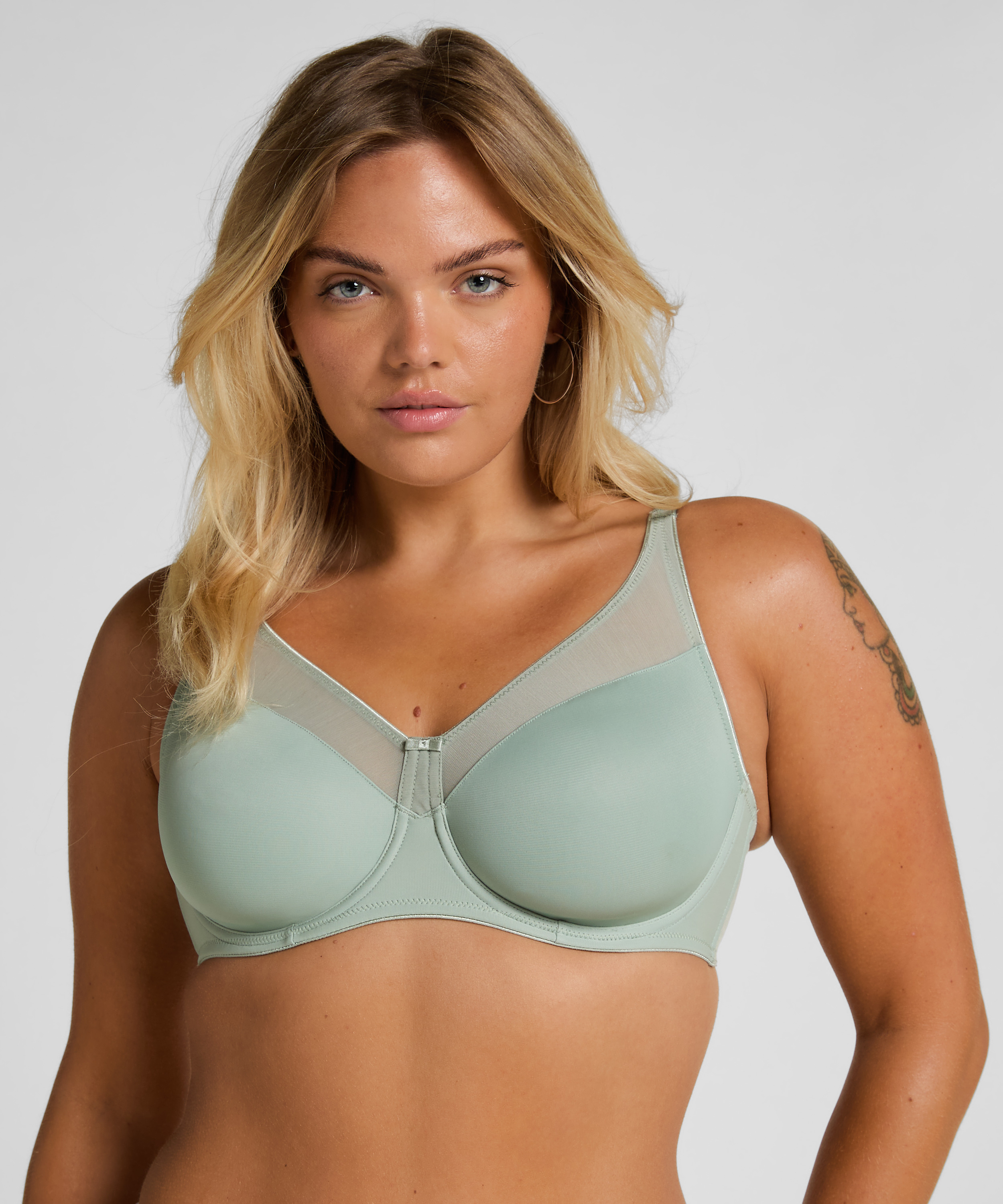Nina Non-Padded Underwired Minimizer Bra, Green, main