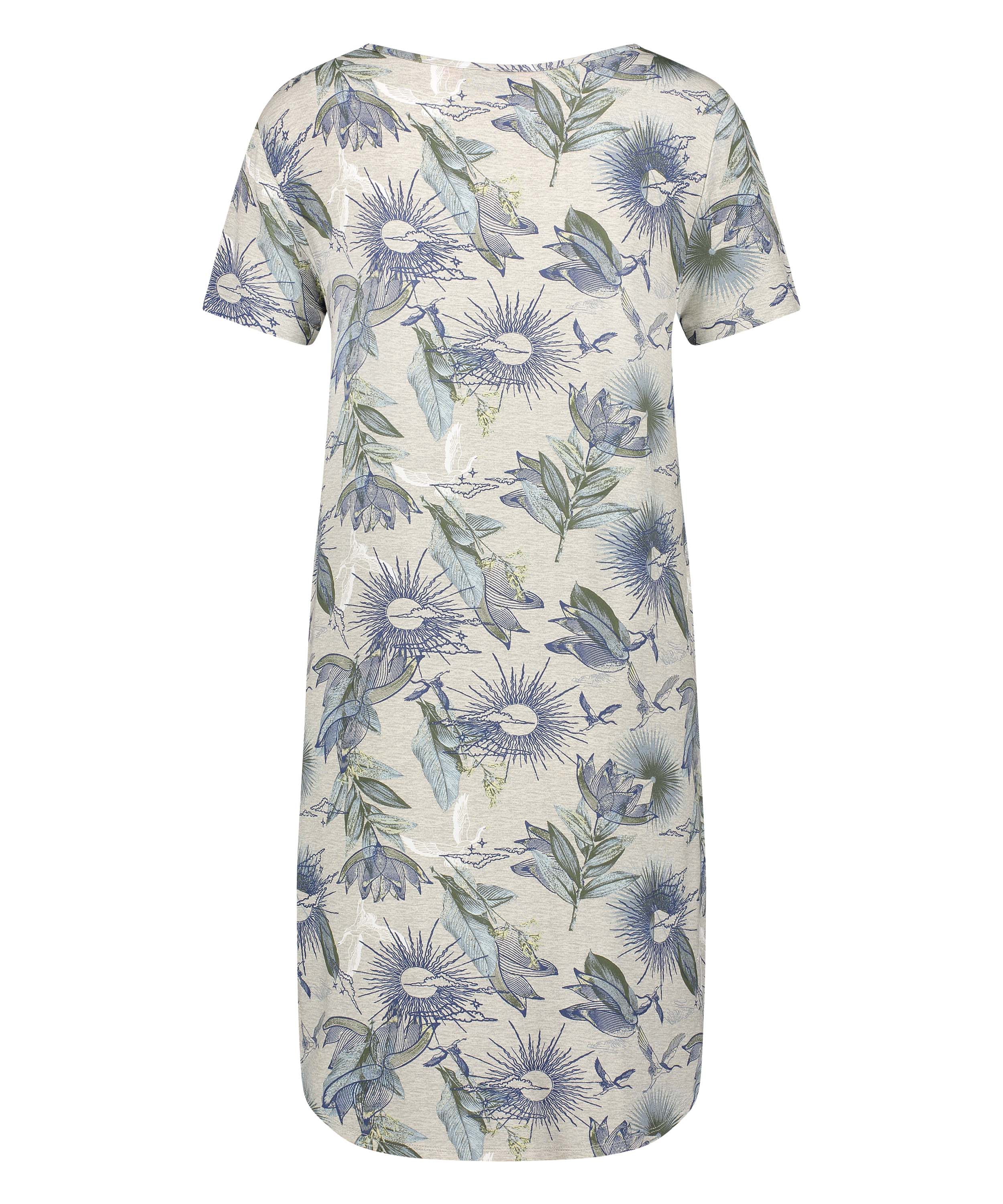 Short Sleeved Jersey Nightshirt, Beige, main