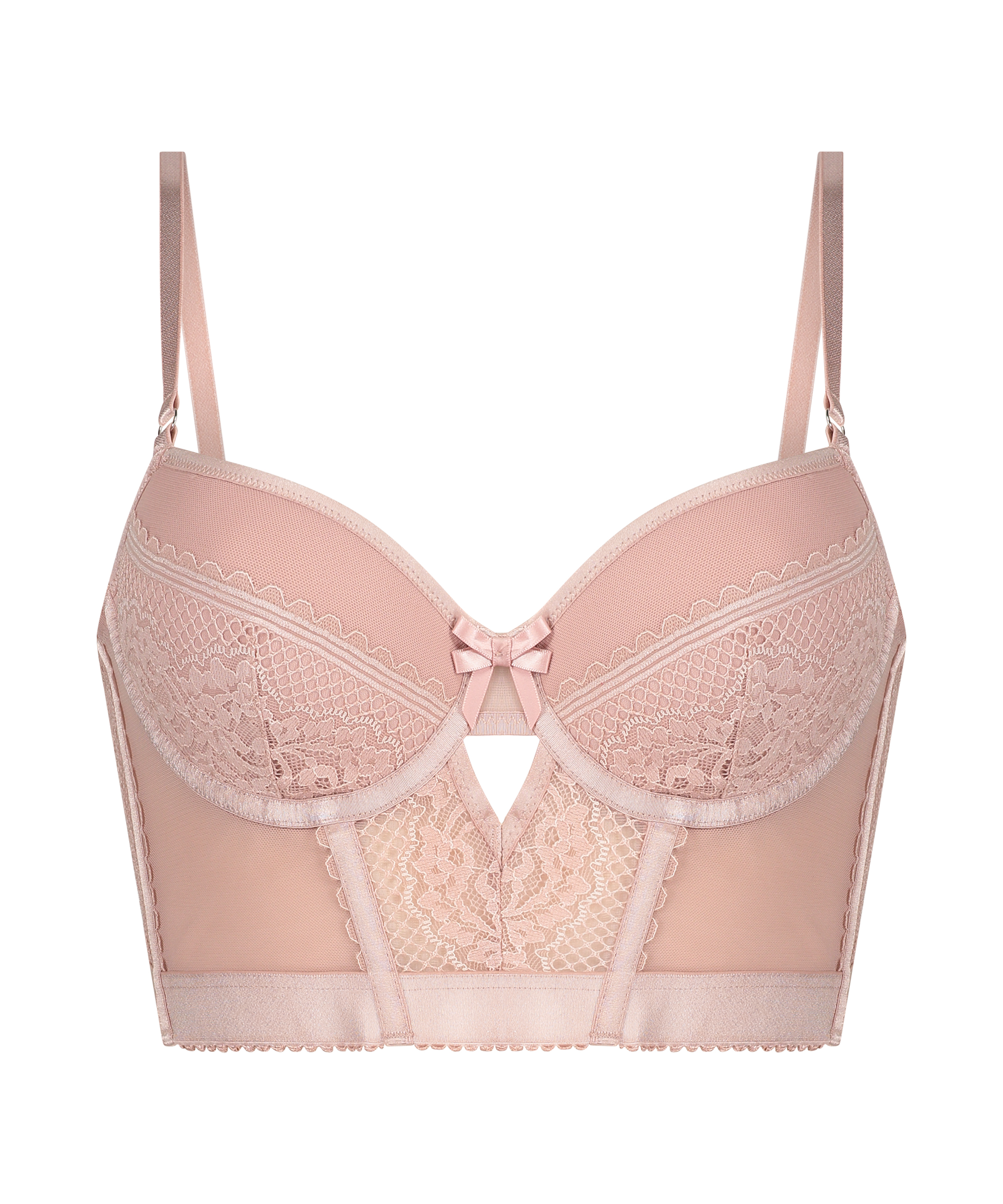 Malika padded longline underwired bra, Pink, main