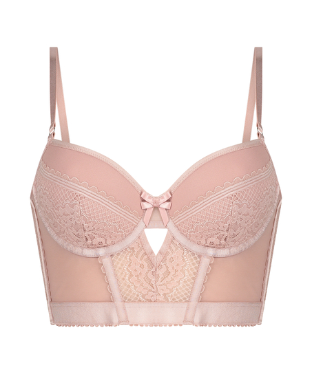Malika padded longline underwired bra, Pink
