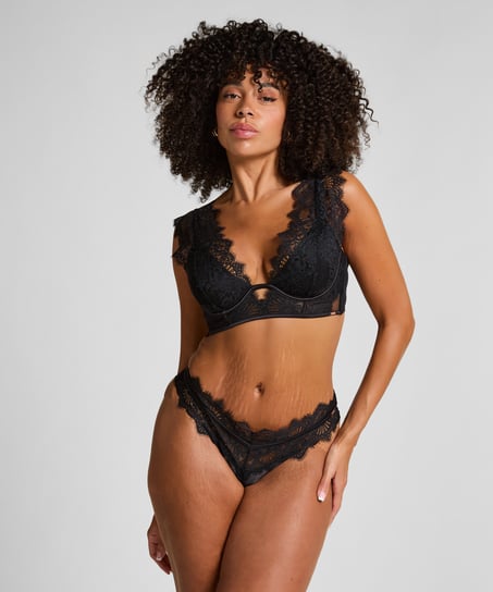 Zoe Non-Padded Underwired Longline Bra, Black