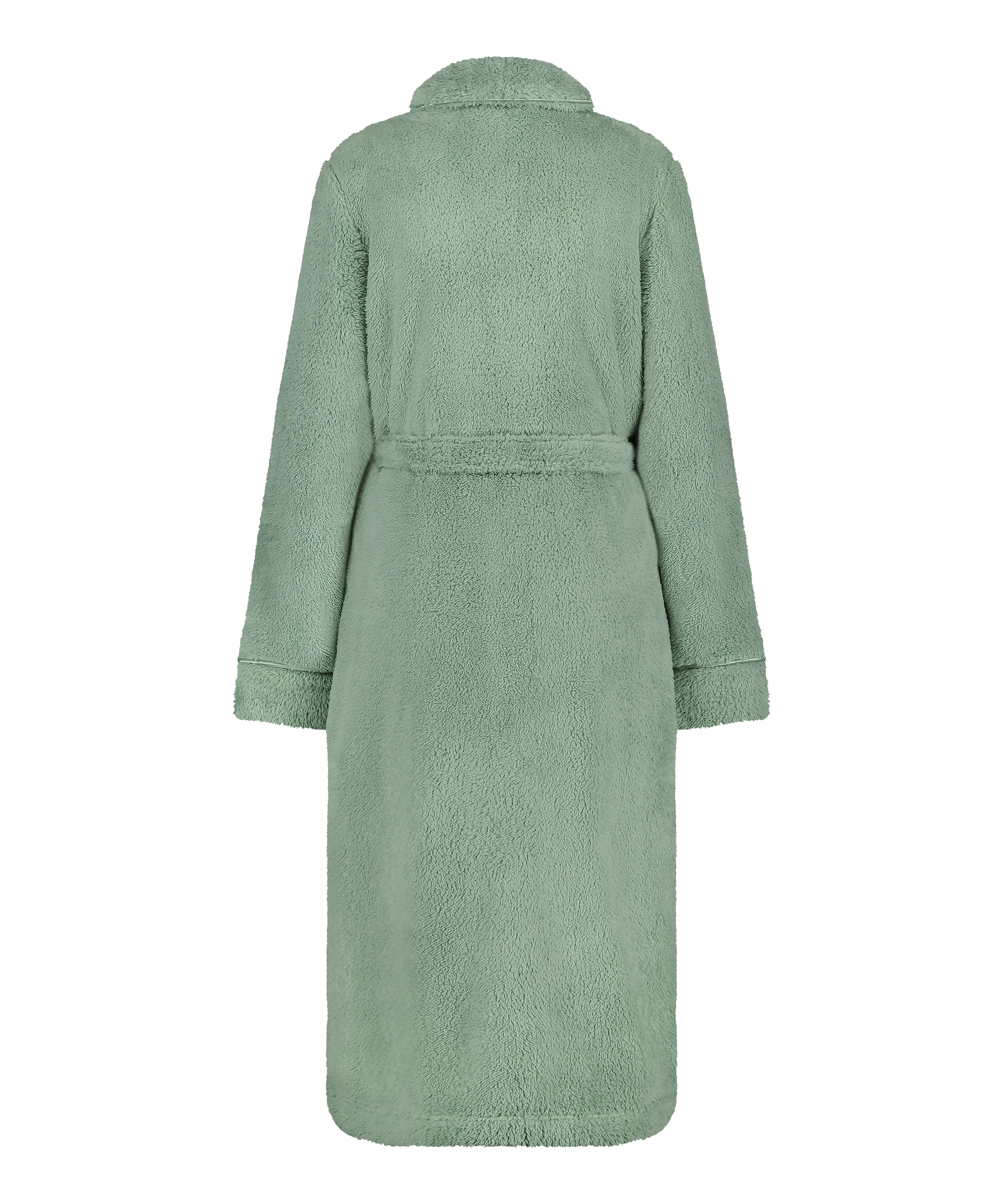 Long Fleece Bathrobe, Green, main