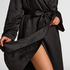 Satin Fleece Bathrobe, Black