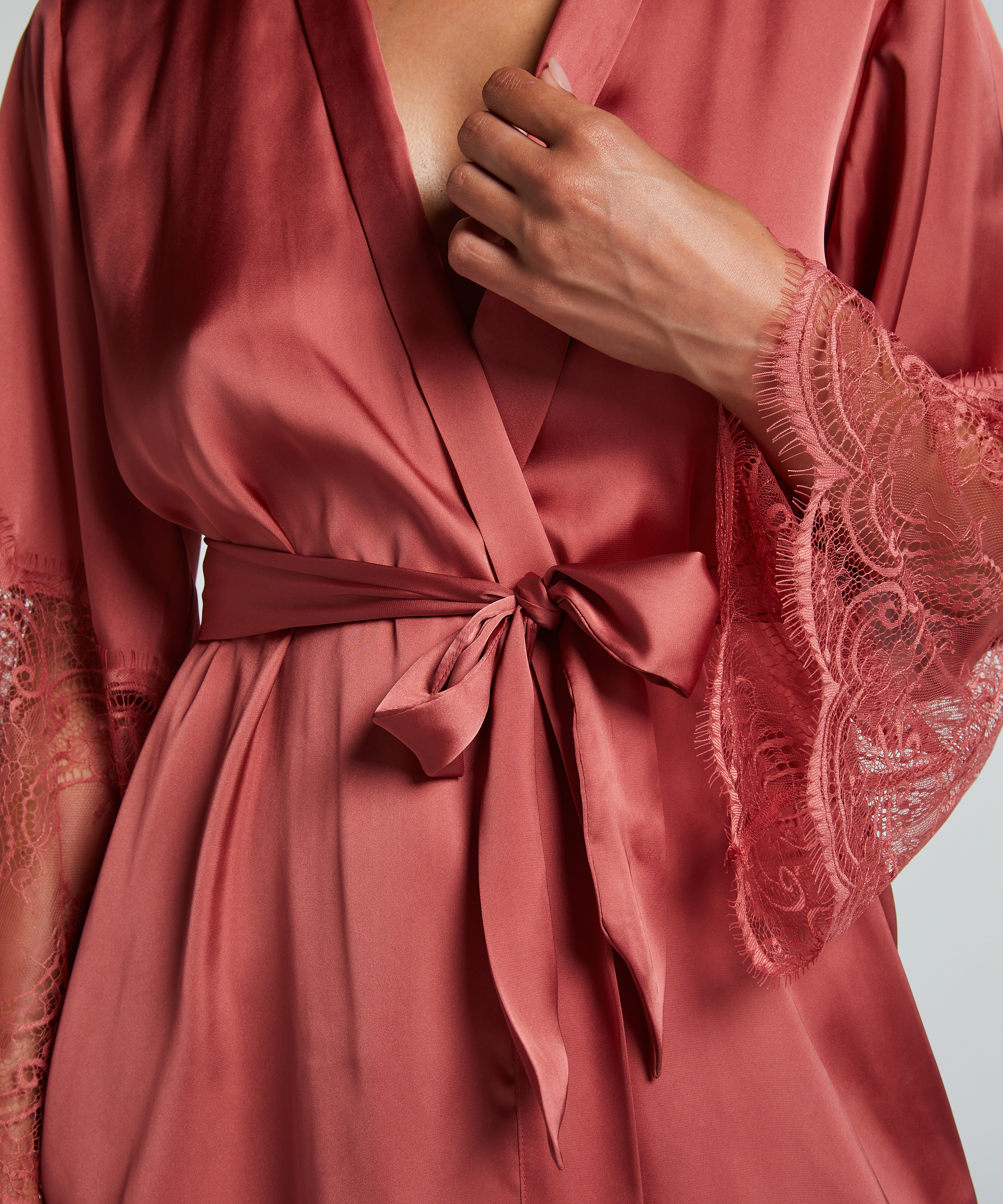 Satin Kimono, Pink, main
