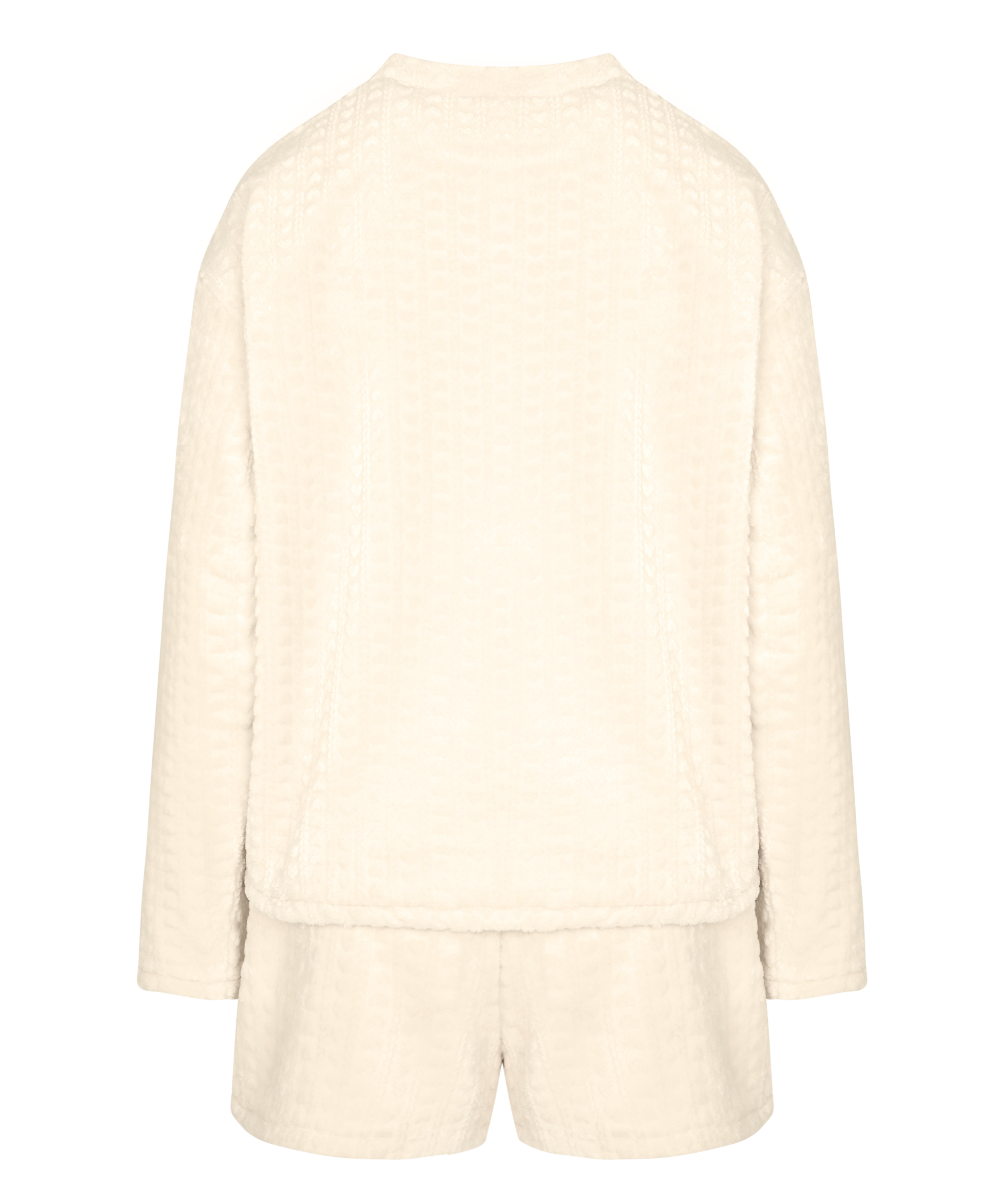 Pyjama Set Fleece with Hearts, White, main