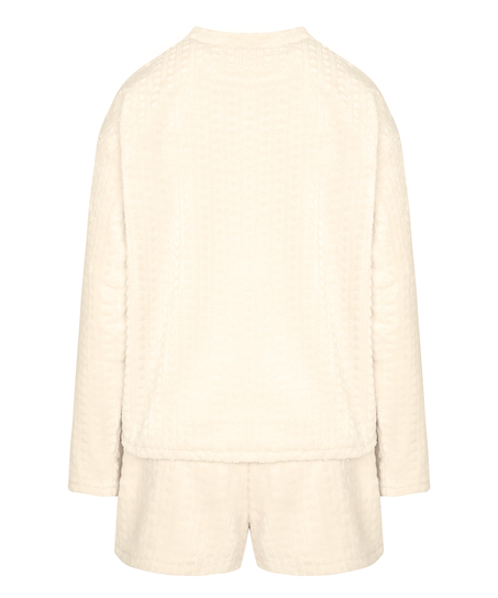 Pyjama Set Fleece with Hearts, White