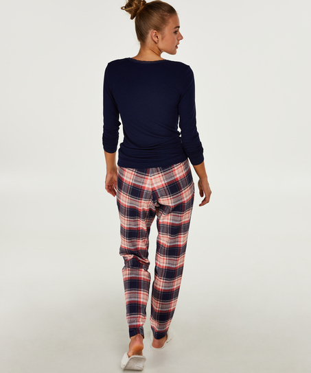 LS ribbed top R-neck, Blue