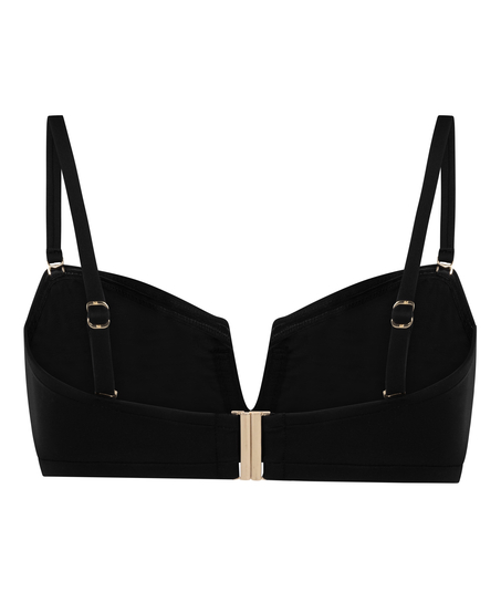 Neoprene Bandeau Bikini Top, Black