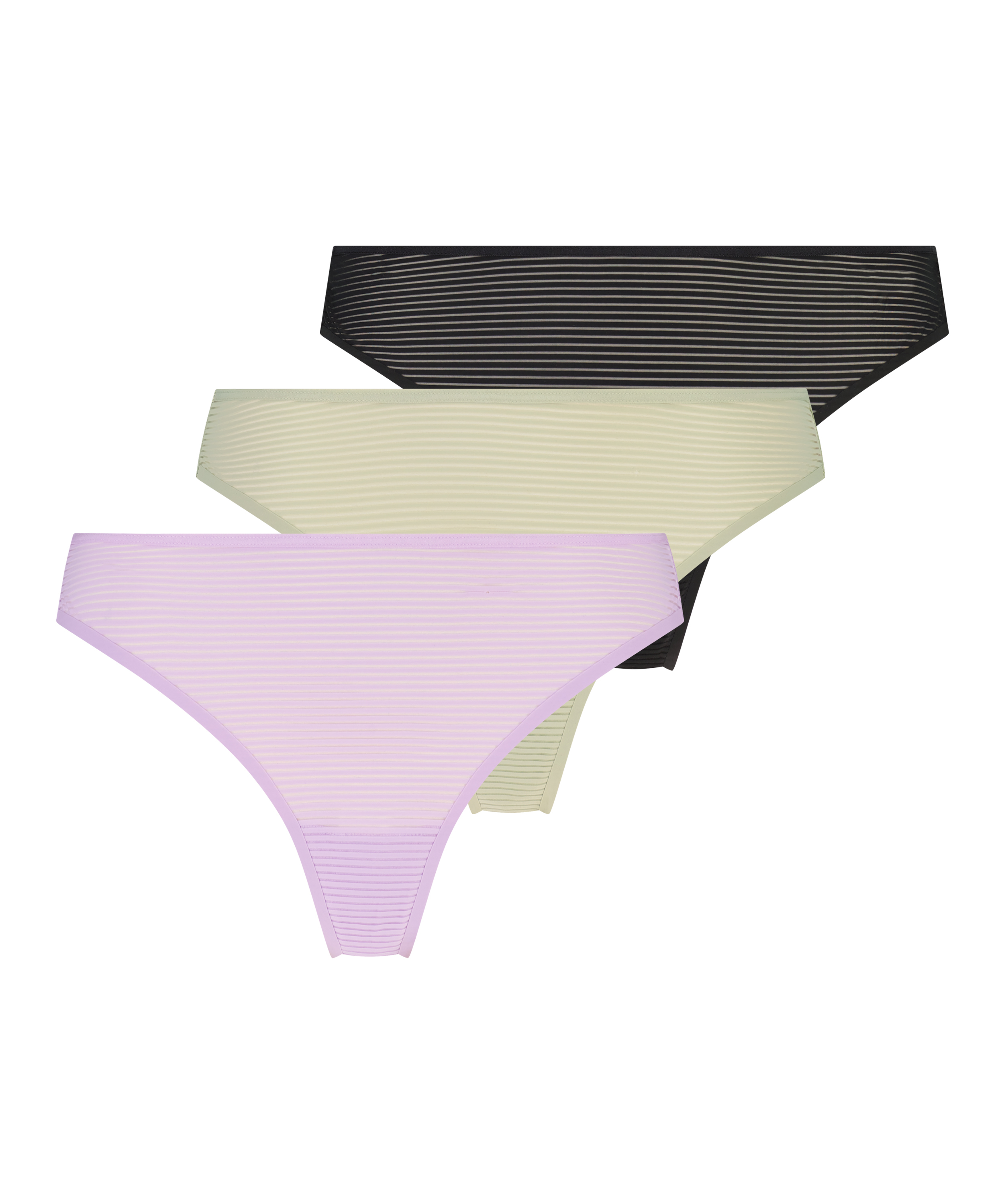 3-Pack Invisible Thong Stripe Mesh, Purple, main