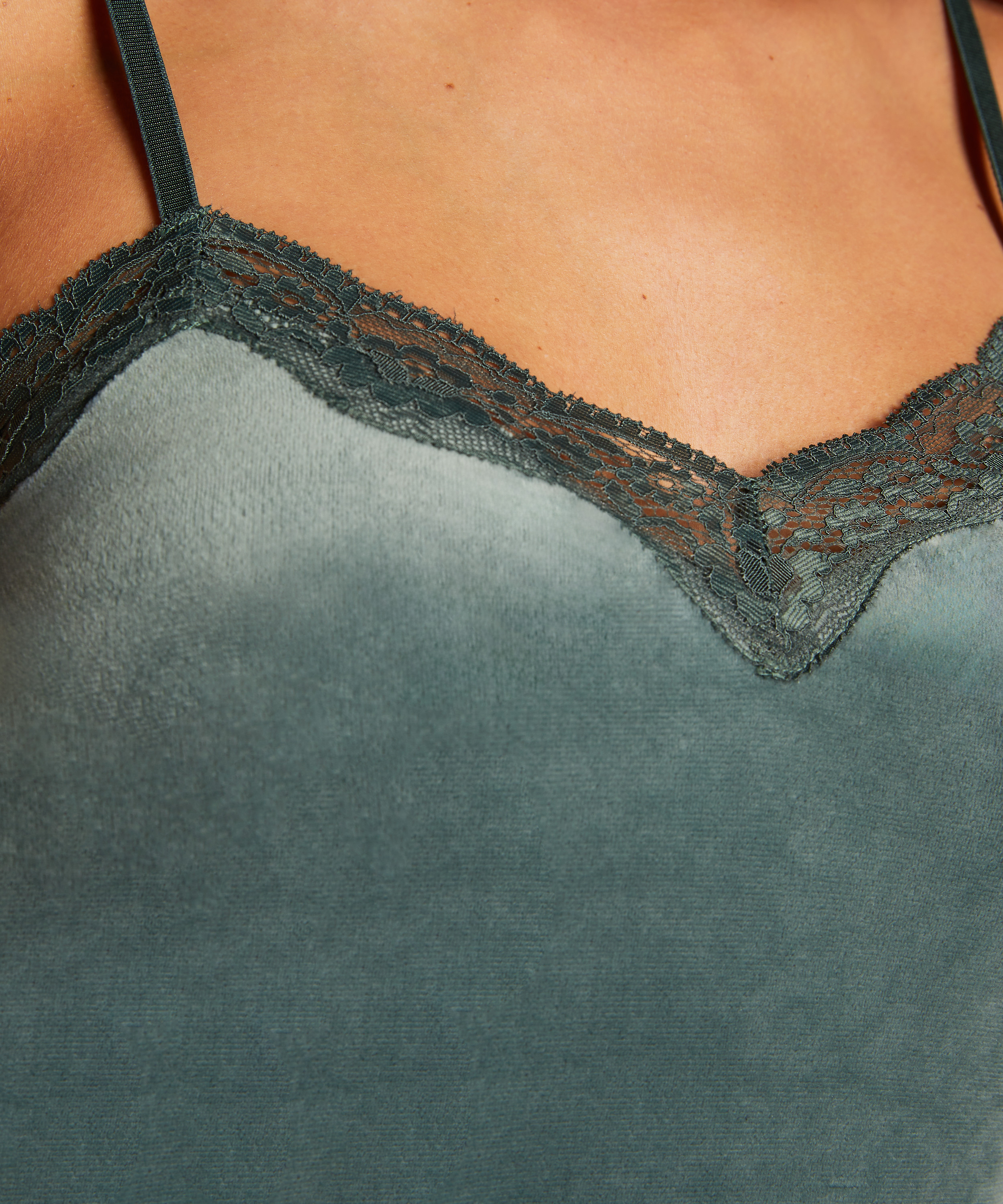 Velours Lace Cami Top, Green, main