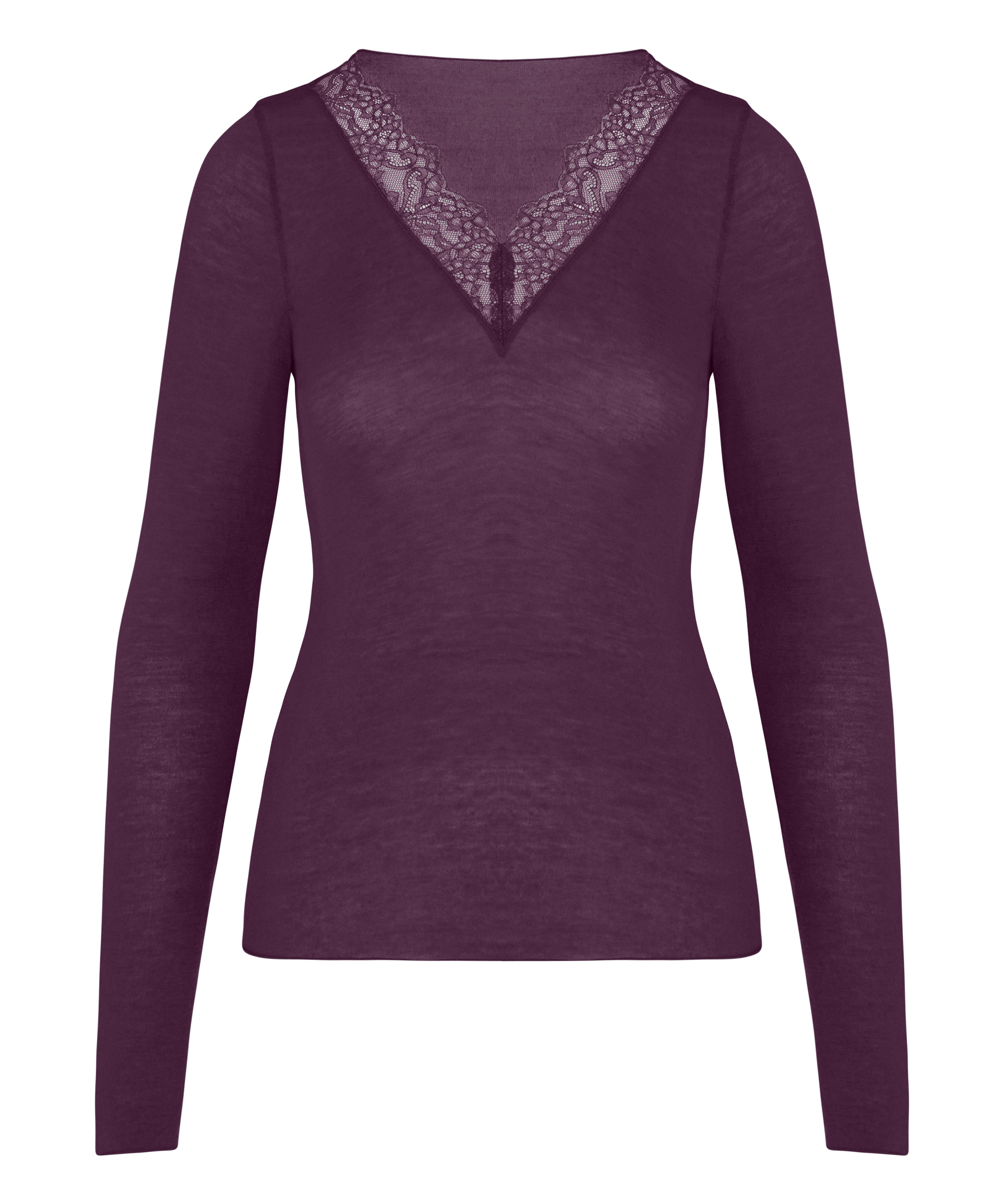 super soft Lace V-Neck shirt with Cashmere, Purple, main