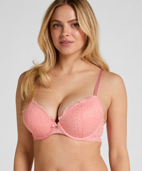 Marine Padded Push-Up Underwired Bra, Pink