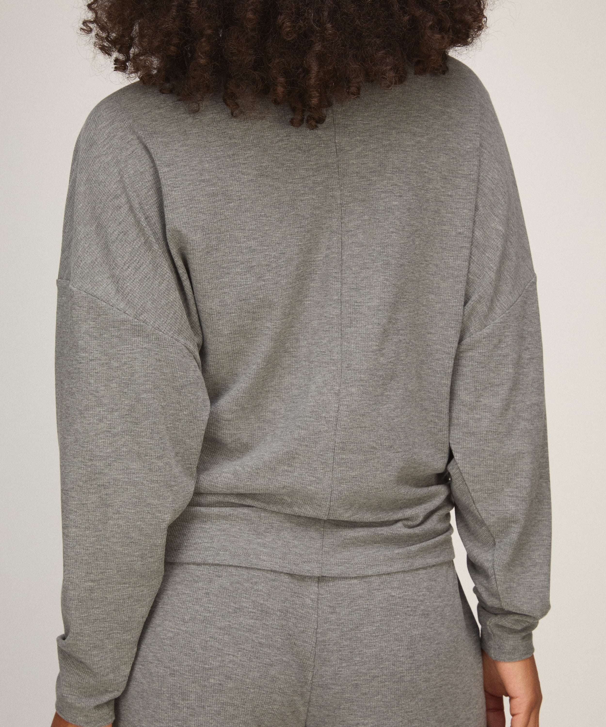 Top Long Sleeves Premium Rib Batwing, Gray, main