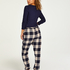 Check Cuff Twill Pyjama Pants, Blue