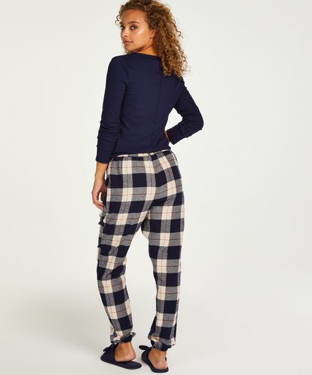 Check Cuff Twill Pyjama Pants, Blue