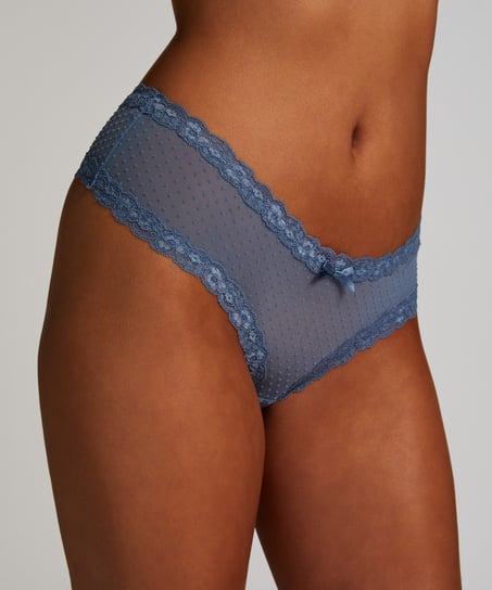 V-shaped Brazilian knickers mesh, Blue