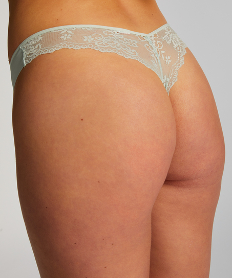 Lace Back Invisible Thong, Green
