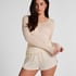 super soft Lace V-Neck shirt with Cashmere, Beige