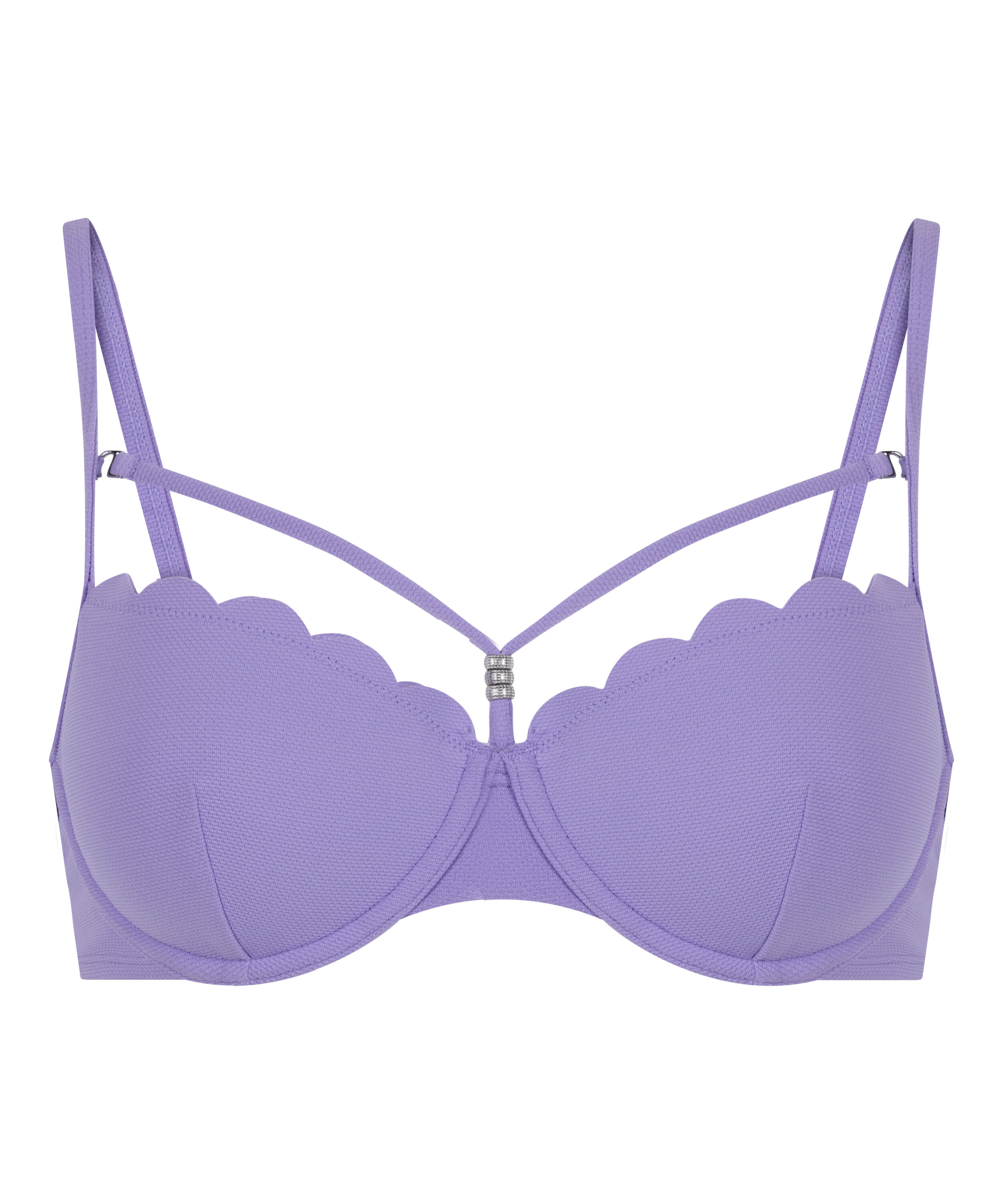Scallop Padded Underwired Bikini Top, Purple