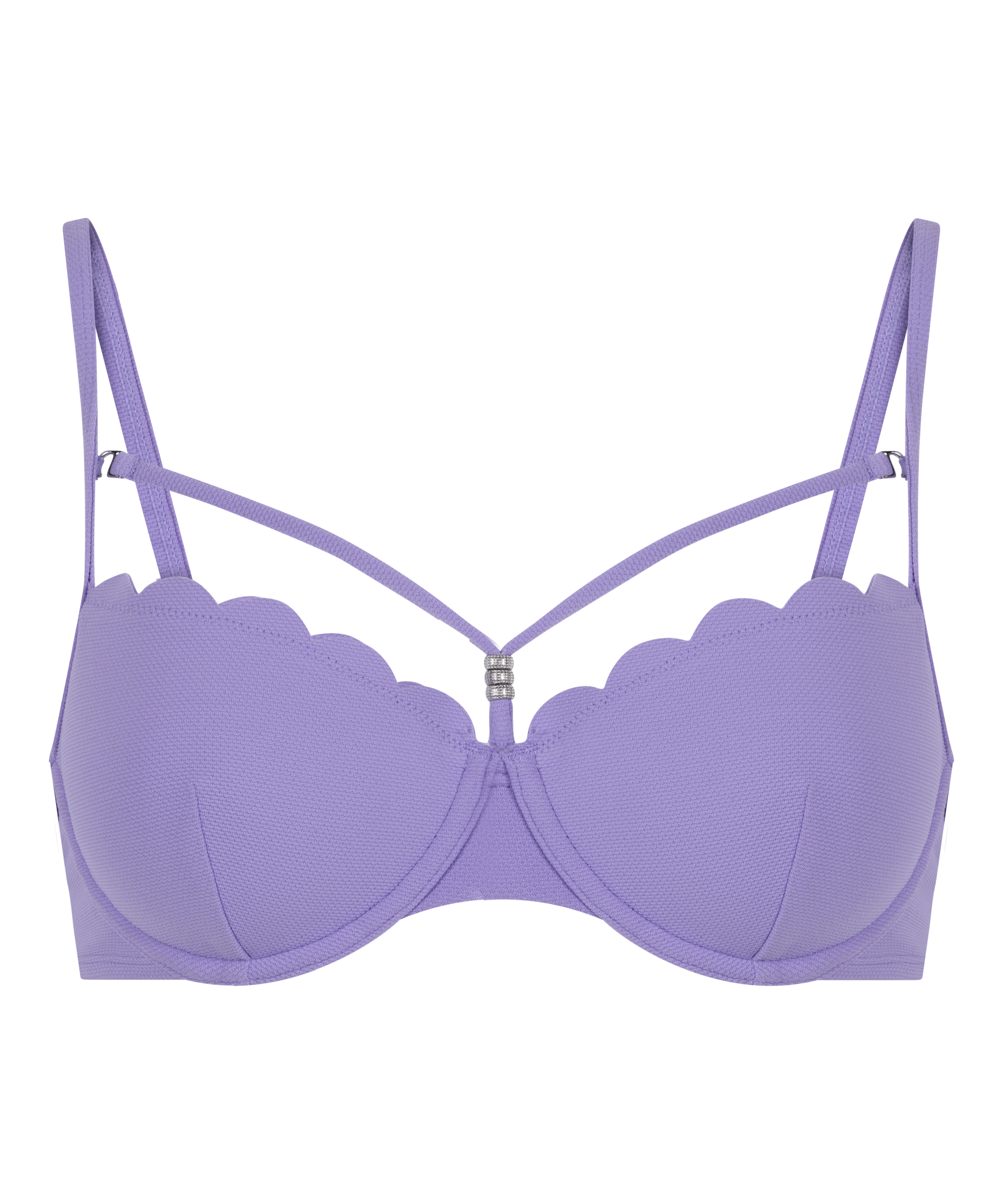 Scallop Padded Underwired Bikini Top, Purple, main