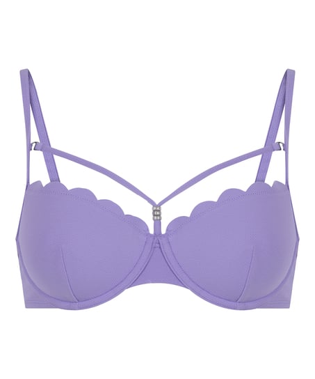 Scallop Padded Underwired Bikini Top, Purple