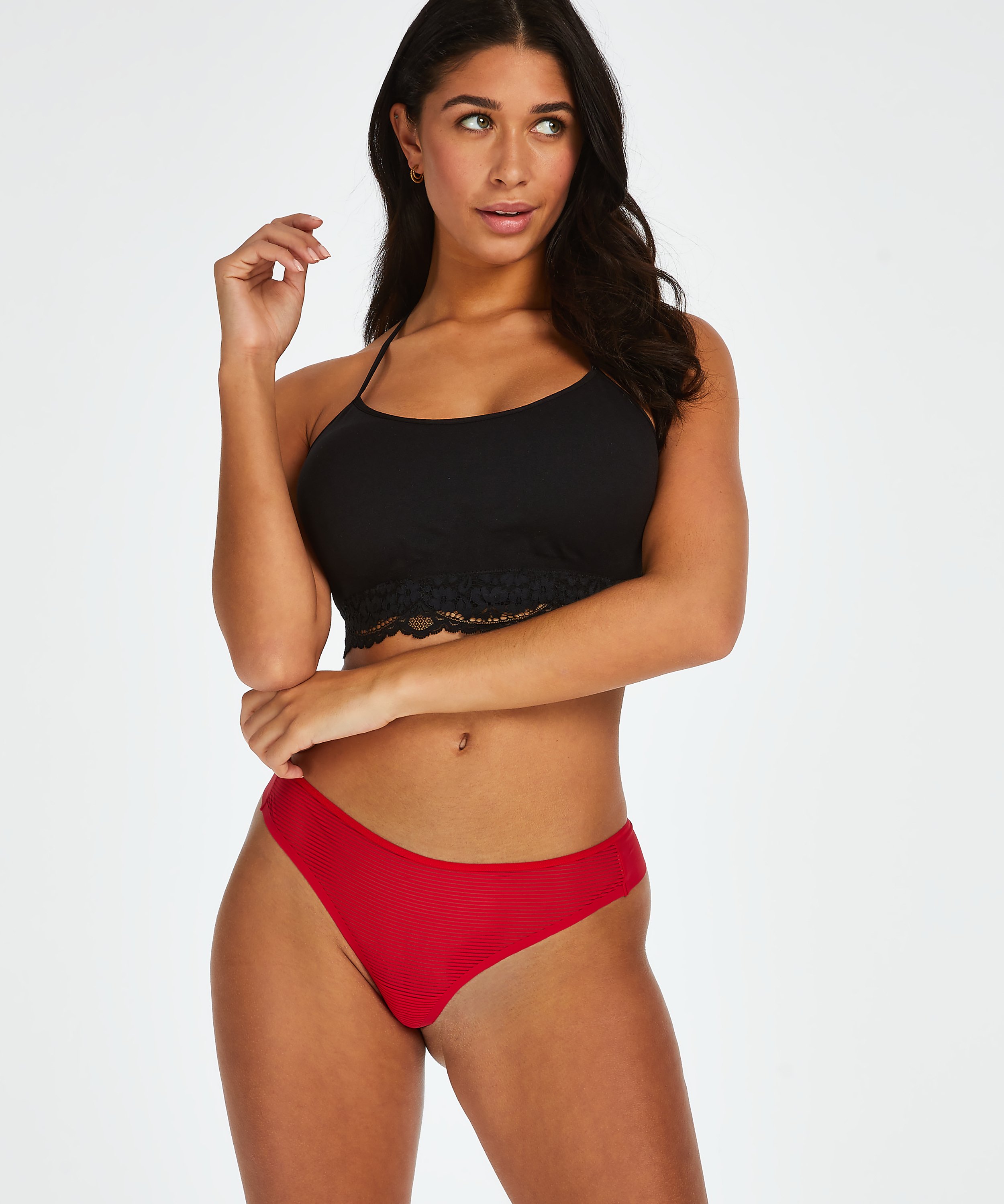 Invisible thong Stripe mesh, Red, main