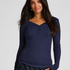 Longsleeved Pyjama Top Henley, Blue