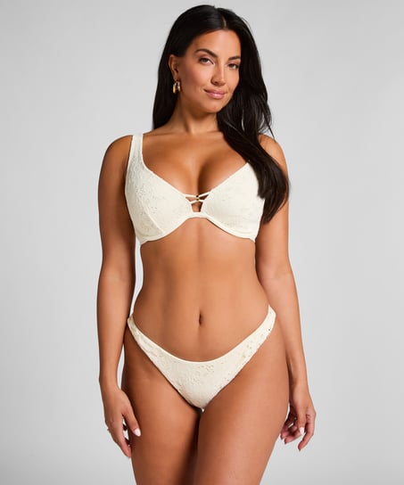 Crochet High Leg Bikinibottom, White