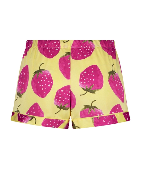 Satin pyjama shorts, Yellow