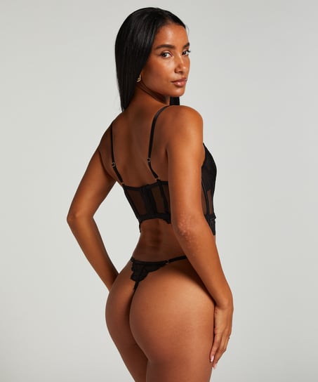 Cierra Non-Padded Underwired Longline Bra, Black