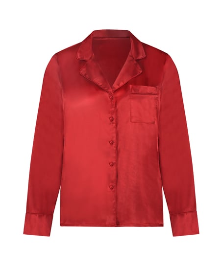 Satin Long-Sleeved Jacket, Red