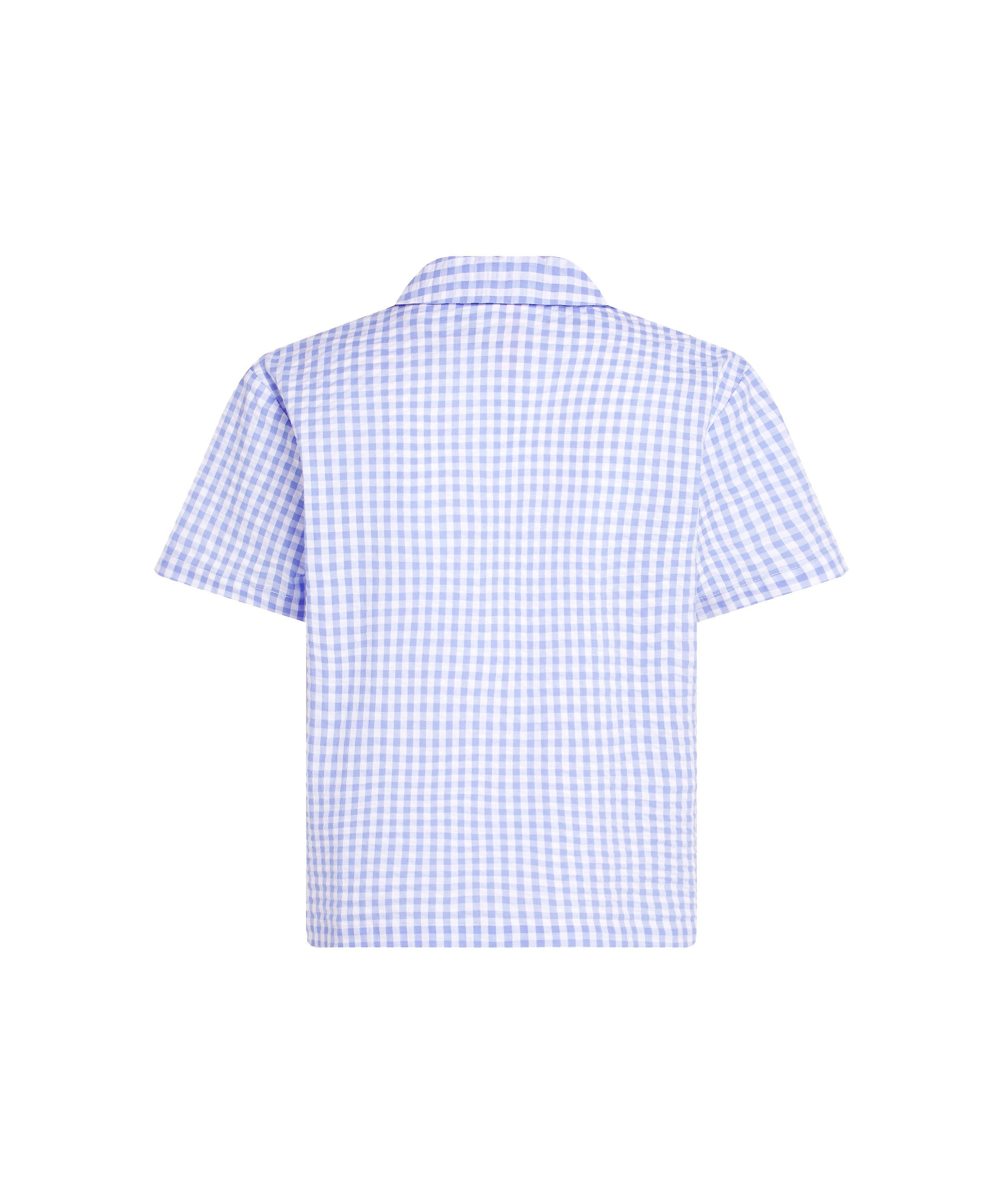 Seersucker Short-Sleeved Jacket, Blue, main