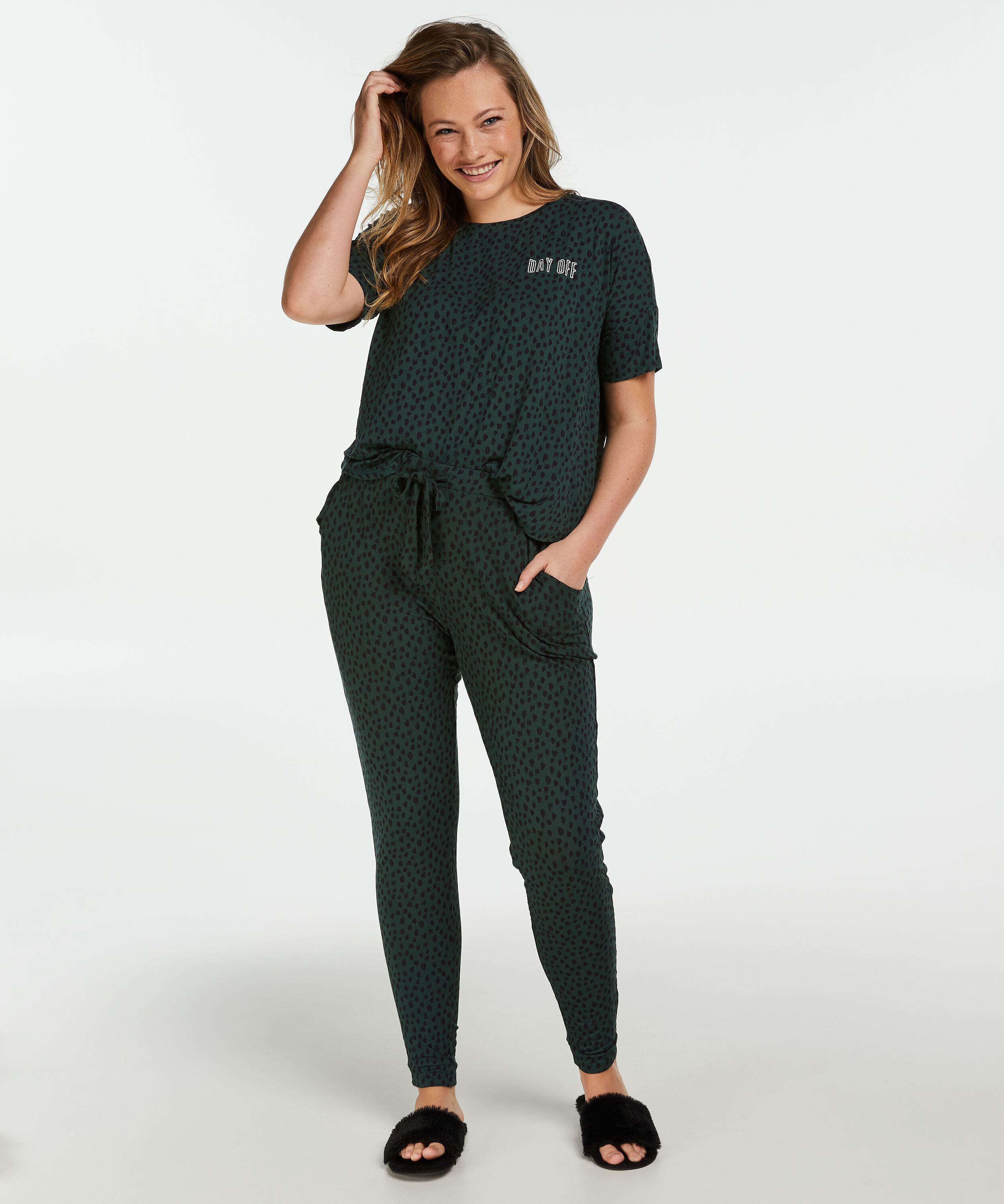 Loose-fitting Pajama Pants, Green