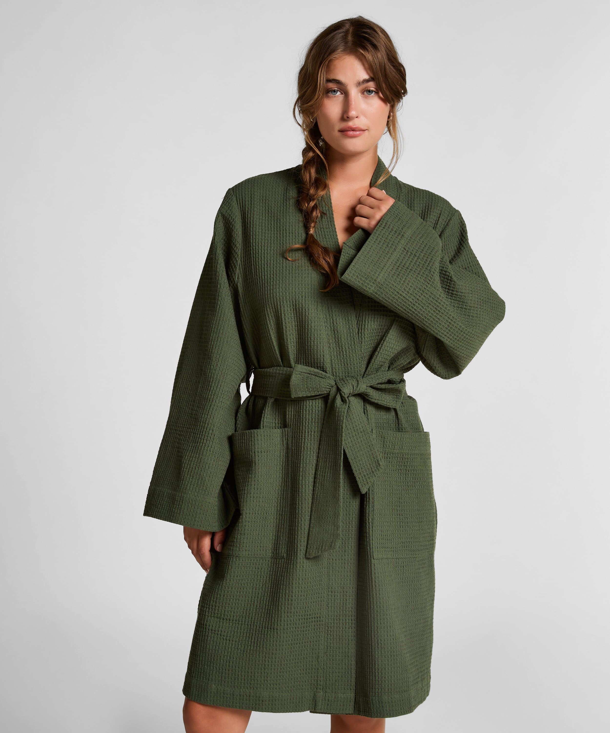 Waffle Bathrobe, Green, main