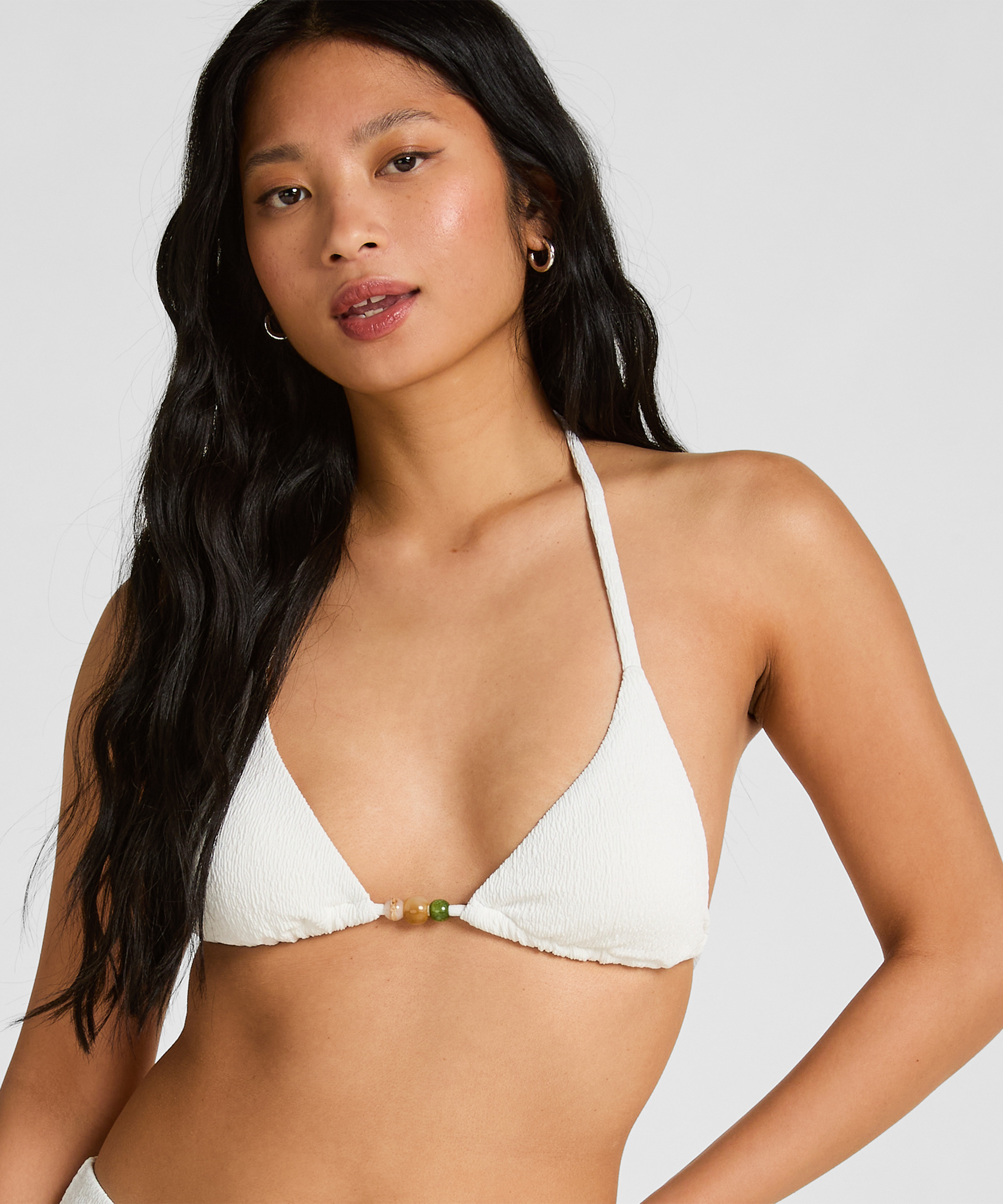 Triangle Bikini Top Crinkle, White, main