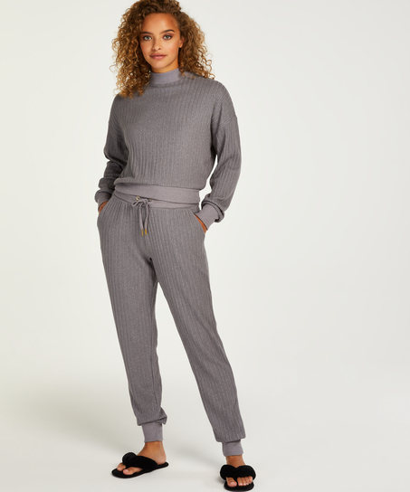 Petite Brushed Rib Pyjama Pants, Gray