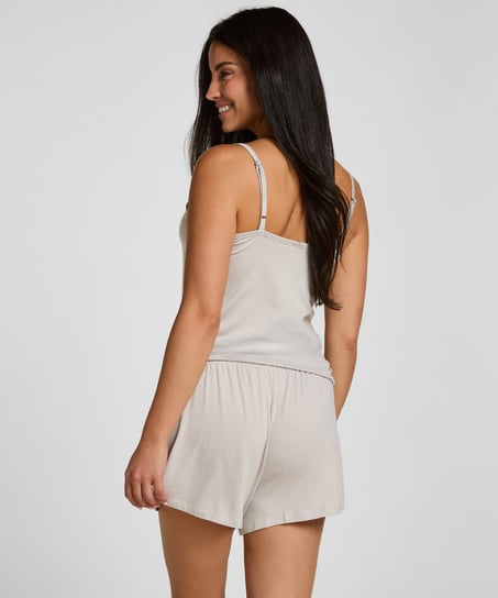 Pyjama Cami Striped Henley, Gray