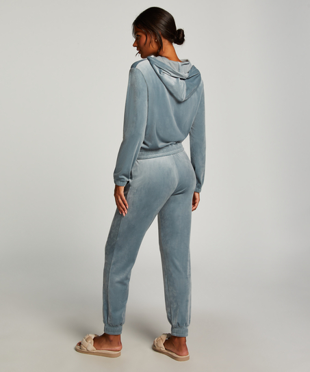 Velour Jogging Bottoms, Blue