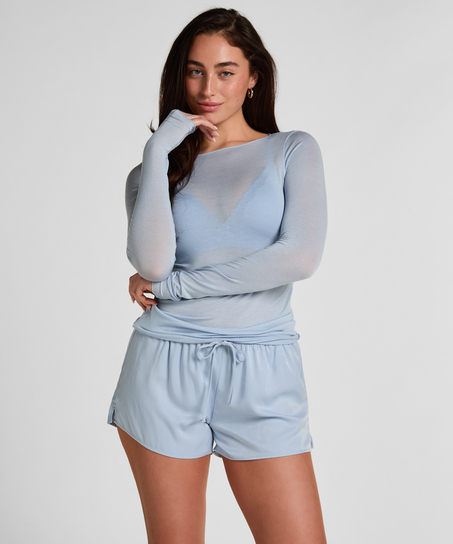 Ayla Satin Shorts, Blue