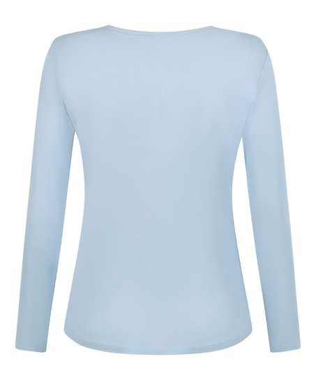 Longsleeved Pyjama Top Henley, Blue